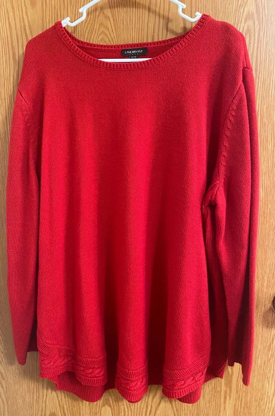Lane Bryant Sweater Size 22/24 Red Acrylic Long Sleeve Knit